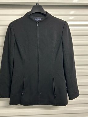 Anne Klein Black Zip-Front Pea Coat
